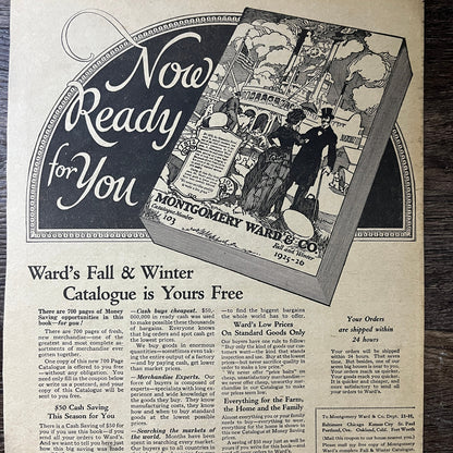 Montgomery Ward & Co Winter 1925-26 Catalog Offer Vintage Magazine Ad 10x14 V7
