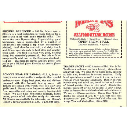 Wendy's Restaurant St. Augustine FL 1989 Ad AF9-12