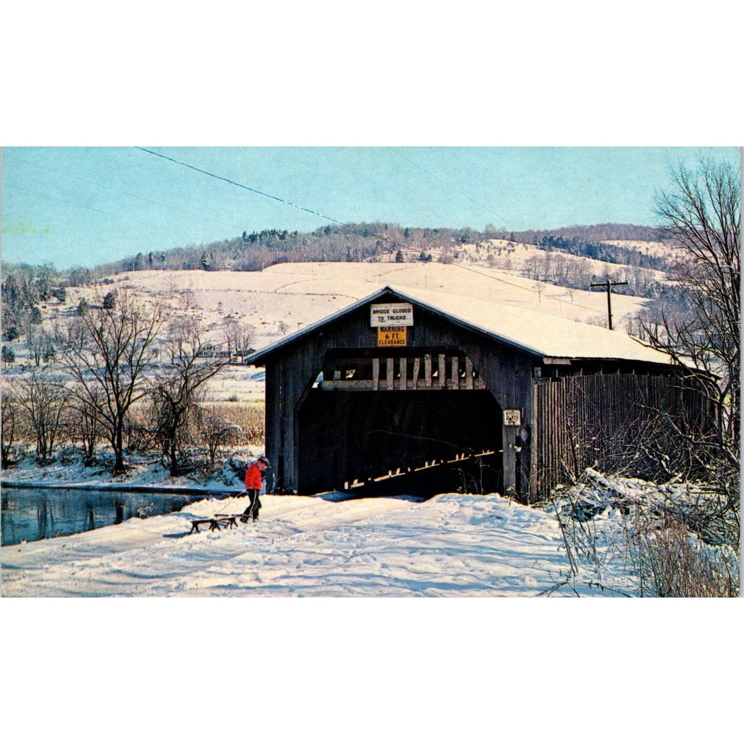 Hamden Covered Bridge Delaware River Vintage Covered Bridge Postcard PD6