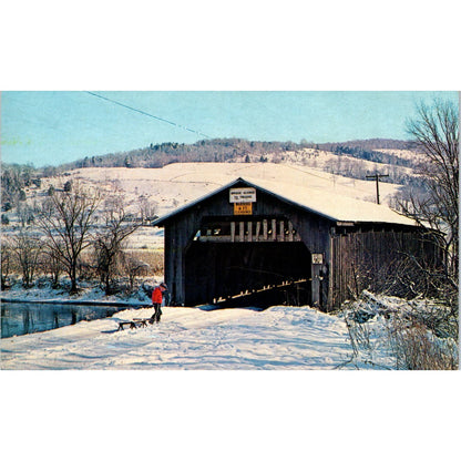 Hamden Covered Bridge Delaware River Vintage Covered Bridge Postcard PD6
