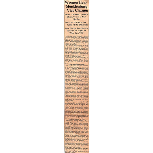 Dr. George Mecklenburg Vice Charges Wesley Methodist Church 1935 Article AG6-M3