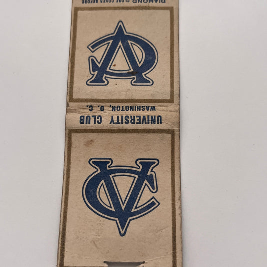 University Club Washington DC Vintage Matchbook Cover TB8-MB-3