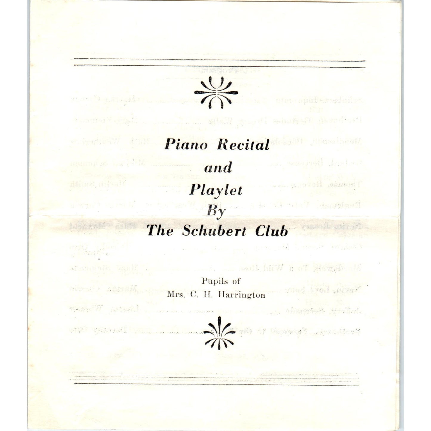 Vintage Piano Recital and Playlet Program The Schubert Club C.H. Harrington AE6