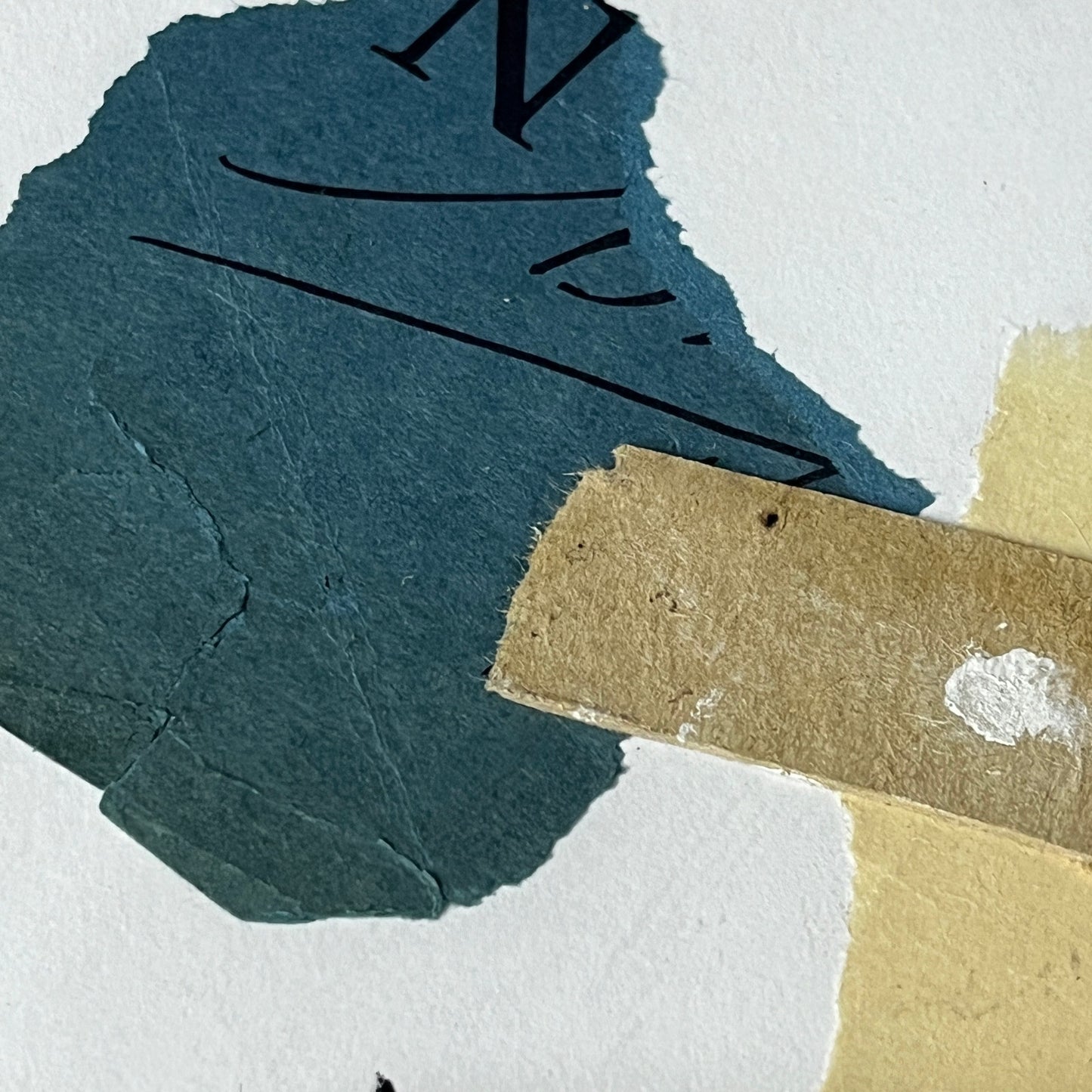 Original Framed Mixed Media Abstract Art Collage 7x9 "Navy Construct III"