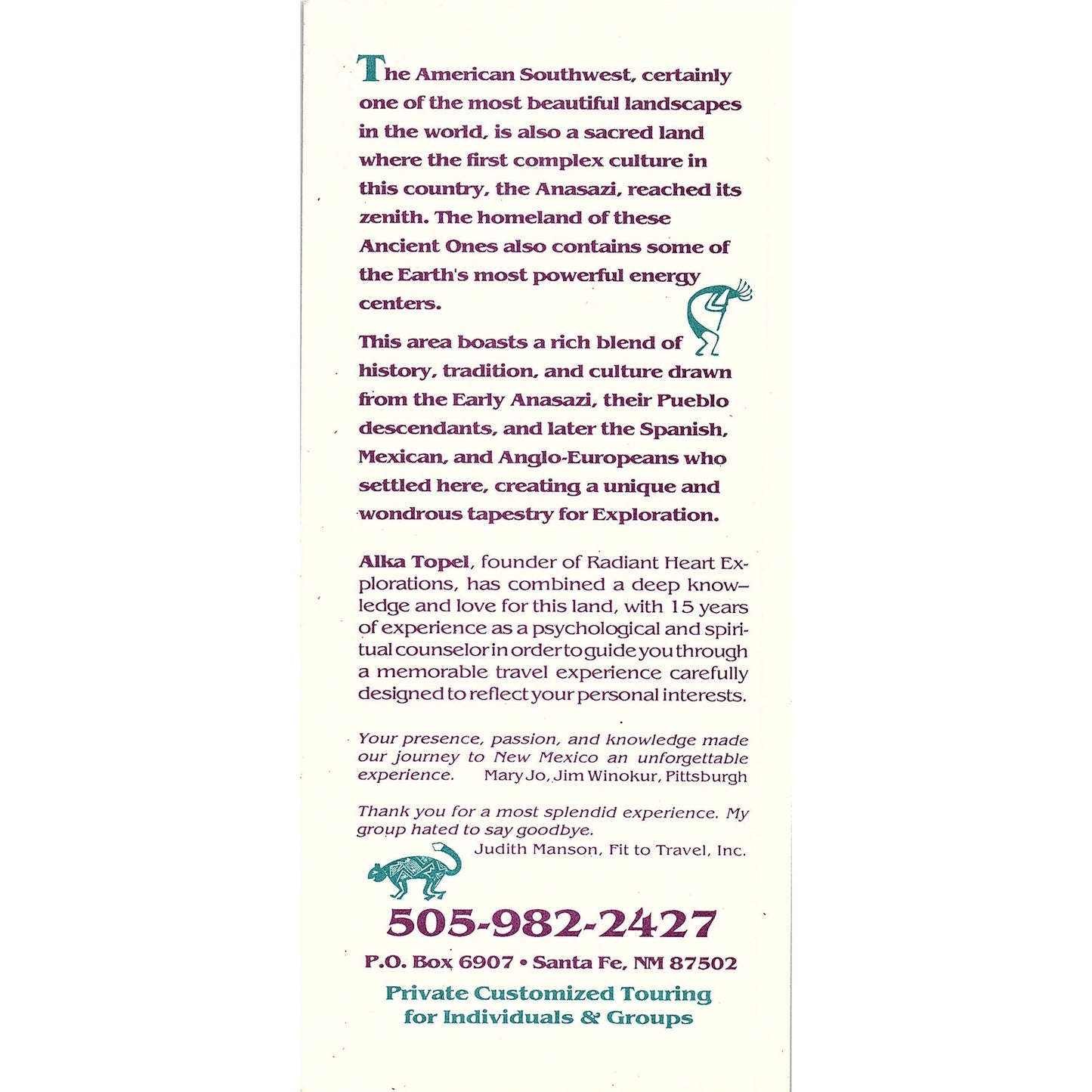 Radiant Heart Explorations Santa Fe NM Vintage Tourist Travel Leaflet TH2-TB1