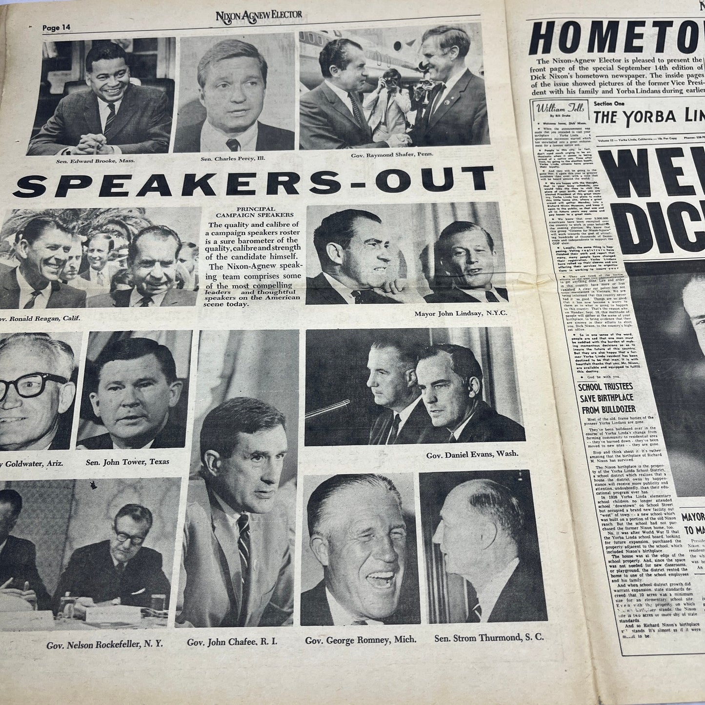 1968 Nixon Agnew Elector Newspaper No. 2 Nixon Campaign V14-5