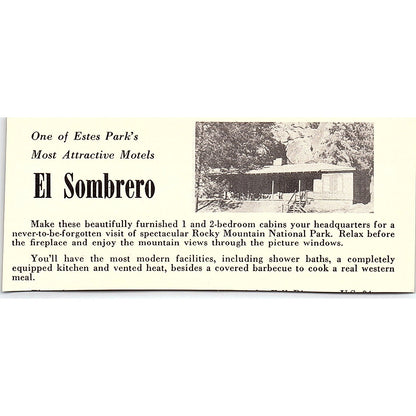 Cha-Nel-Bo Lodge & Cabins P.O. Drake Estes Park CO 1958 Ad AG1-M4