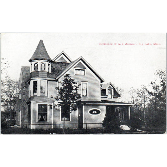 Residence of A.J. Johnson in Big Lake Minnesota Vintage Postcard PD10