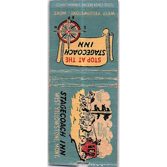 Stagecoach Inn West Yellowstone Montana Vintage Matchbook Cover SC7-Y10