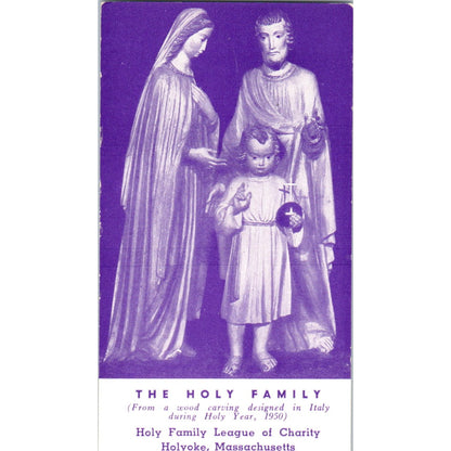 Holy Family Prayer Holy Family League of Charity Holyoke MA Vintage Card TH2-PC1