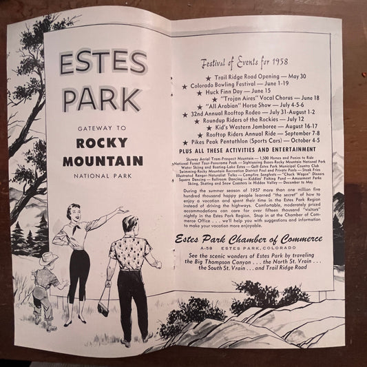 1858 Estes Park Colorado Festival of Events Schedule Fold Out CO 1958 Ad AG1-8