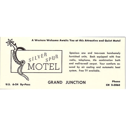 Silver Spur Motel Grand Junction CO 1958 Ad AG1-M2