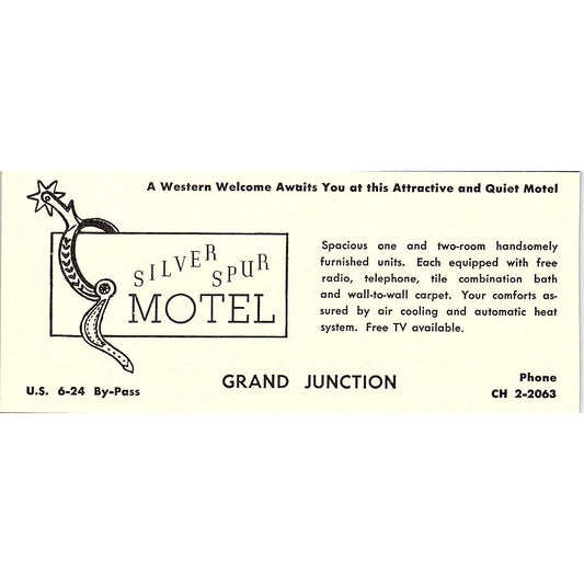 Silver Spur Motel Grand Junction CO 1958 Ad AG1-M2