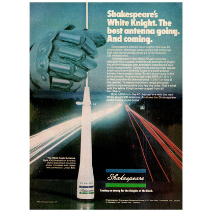 Shakespeare White Knight Antenna Style 430 Columbia SC 1977 Ad D25