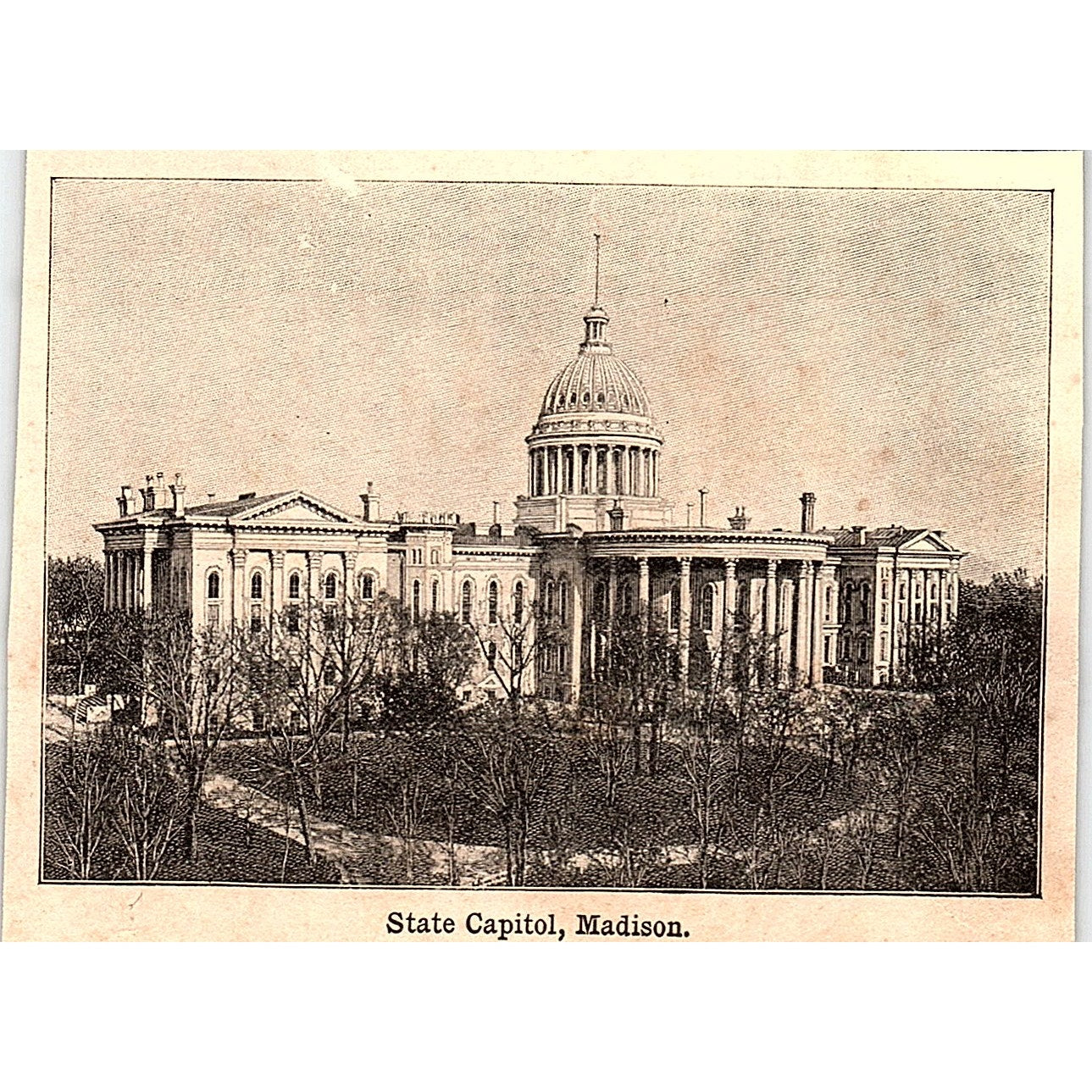 WI State Capitol Madison Wisconsin 3x4" 1901 Engraving AF6-M15