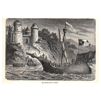 Hanseatic Ship 1911 Engraving Print AF5-7