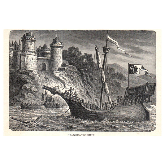 Hanseatic Ship 1911 Engraving Print AF5-7
