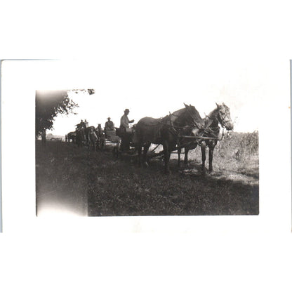 Caravan of Men in Horse Drawn Buggies c1910 RPPC Postcard AB9