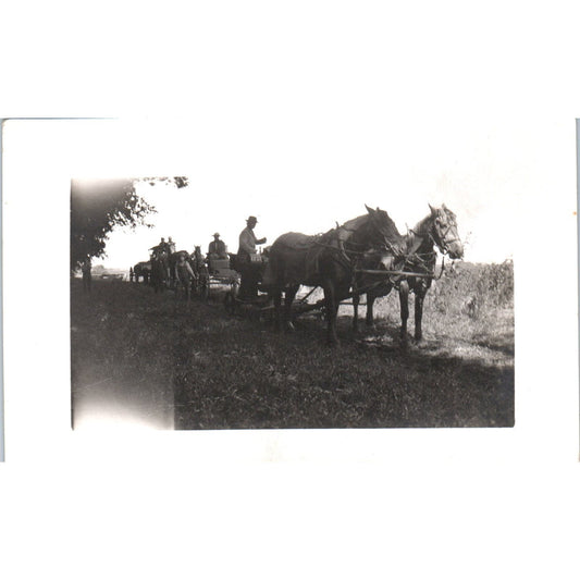 Caravan of Men in Horse Drawn Buggies c1910 RPPC Postcard AB9