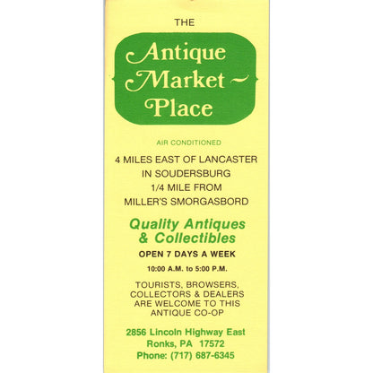 1970s The Antique Market Place Ronks PA Travel Leaflet TF4-BB