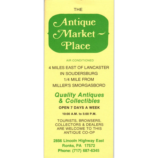 1970s The Antique Market Place Ronks PA Travel Leaflet TF4-BB
