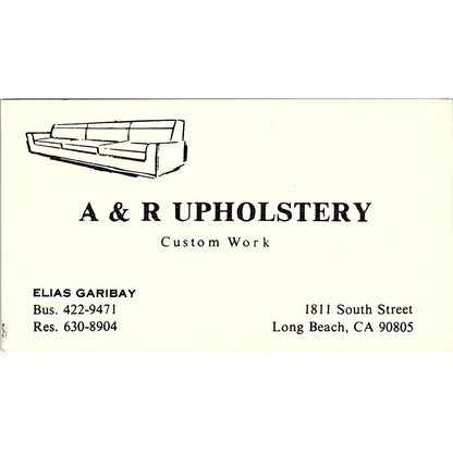 A & R Upholstery Custom work Elias Garibay Long Beach CA Business Card SF3-B6