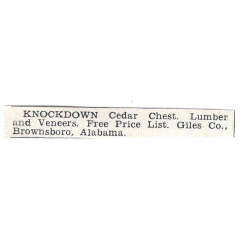 Knockdown Lumber & Veneers - Giles Co, Brownsboro AL 1955 Ad AG1-S2