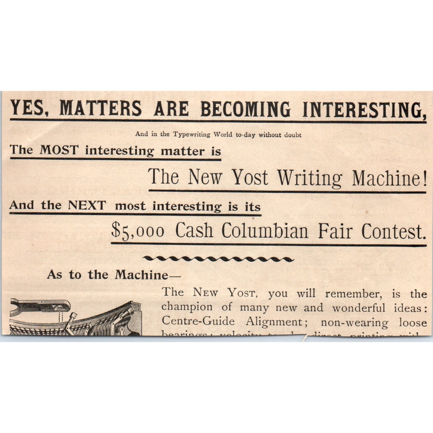 Franklin Typewriter Co Milk St. Boston MA 1892 Magazine Ad AB6-SM2