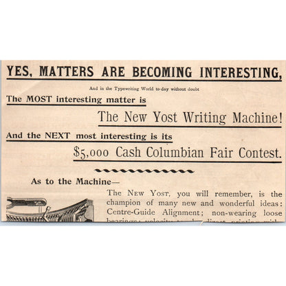 Franklin Typewriter Co Milk St. Boston MA 1892 Magazine Ad AB6-SM2