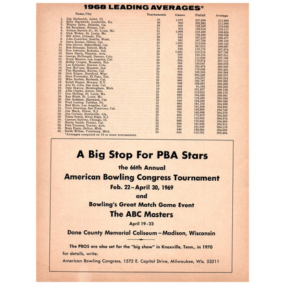 Bigger Dick Weber All-Pro Bowling Ball AMF 1969 Bowling Program Ad D25