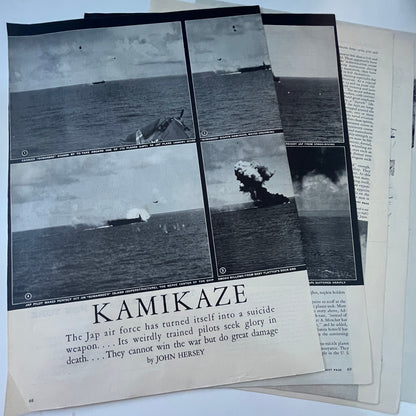 Kamikaze Japanese Air Force 5 Pages 1940s WWII Era Article V29-5