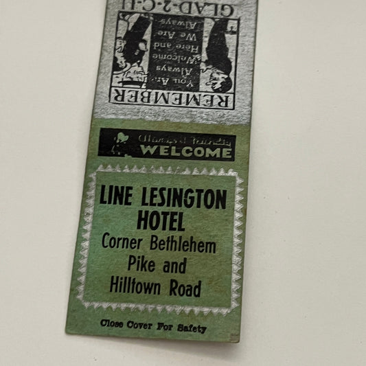 Line Lesington Hotel Corner Bethlehem Pike & Hilltown Rd Matchbook MB59-1