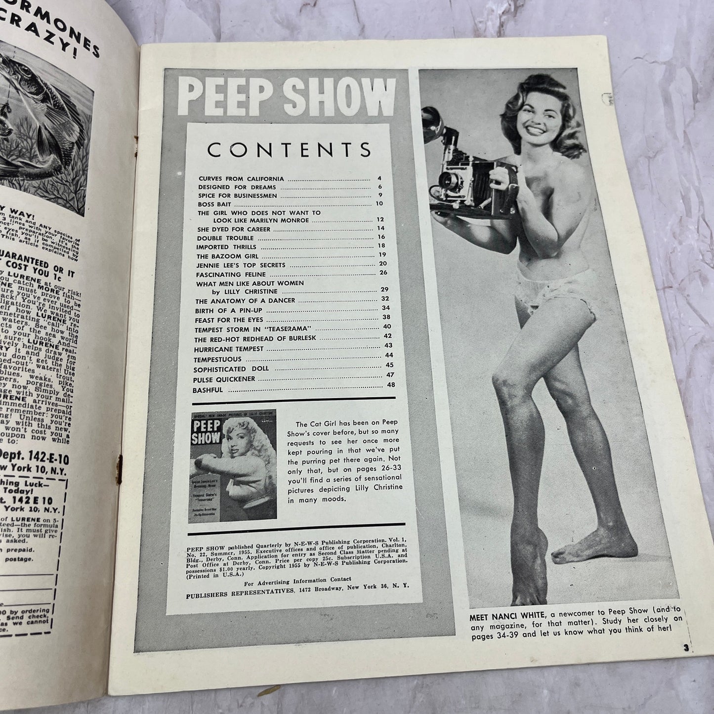 1955 Peep Show Vol 1 No 22 Summer Large Format Pin-up Burlesque Magazine TK3