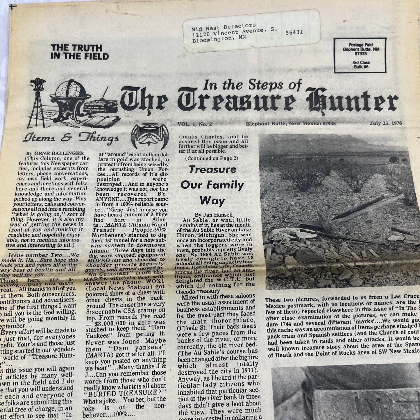 1976 July - In the Steps of the Treasure Hunter Newspaper Elephant Butte NM M11