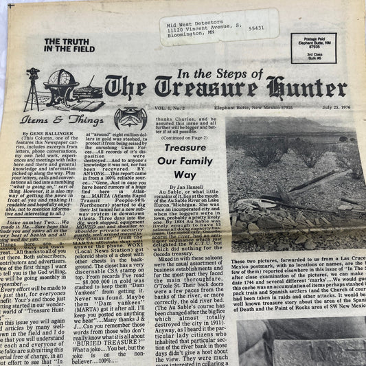 1976 July - In the Steps of the Treasure Hunter Newspaper Elephant Butte NM M11