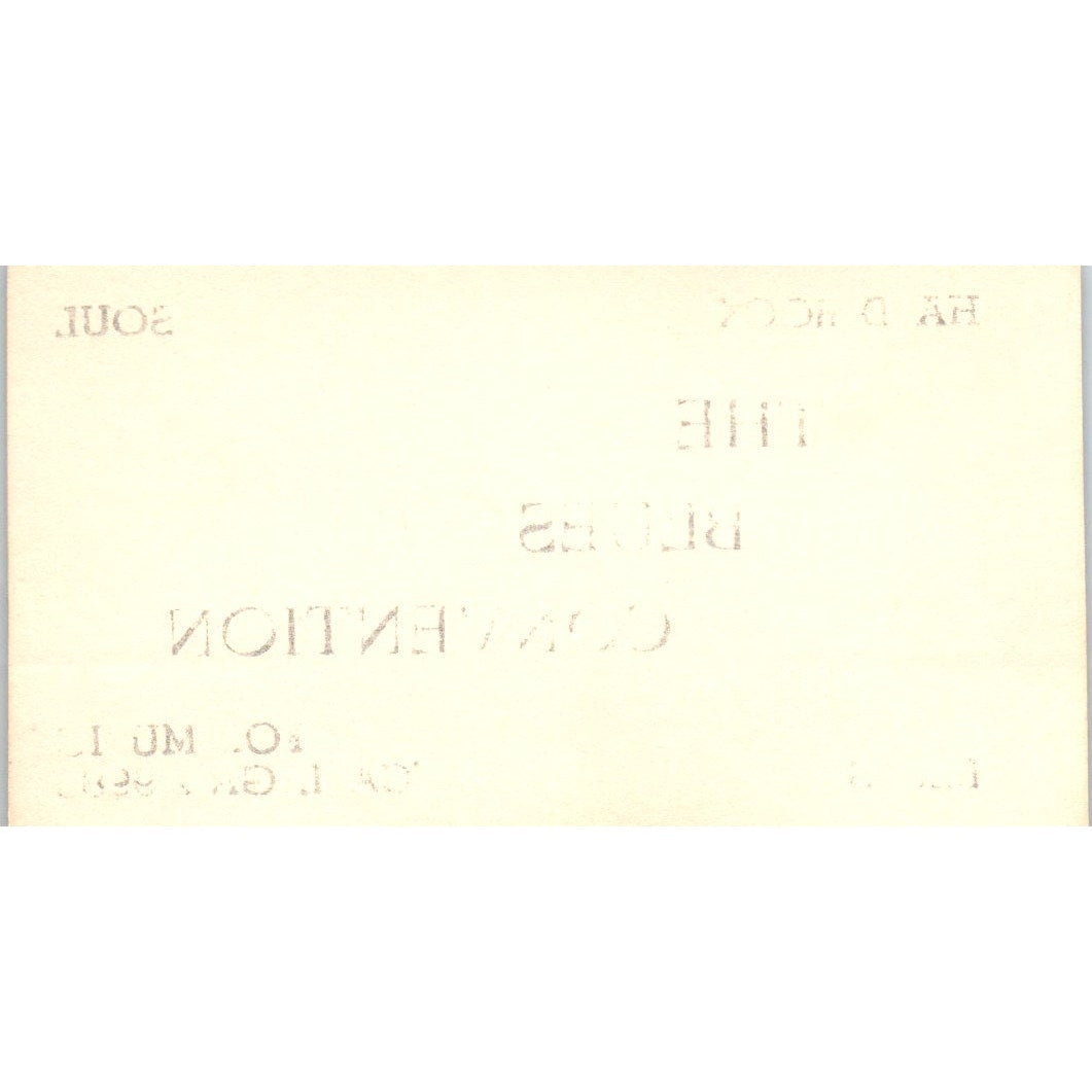 The Blues Convention Hard Rock Soul GA 2-9988 Vintage Business Card SD8-B12