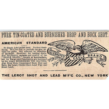 Drop and Buck Shot - The Leroy Shot and Lead Mfg Co NY 1878 Ad AG2-M13