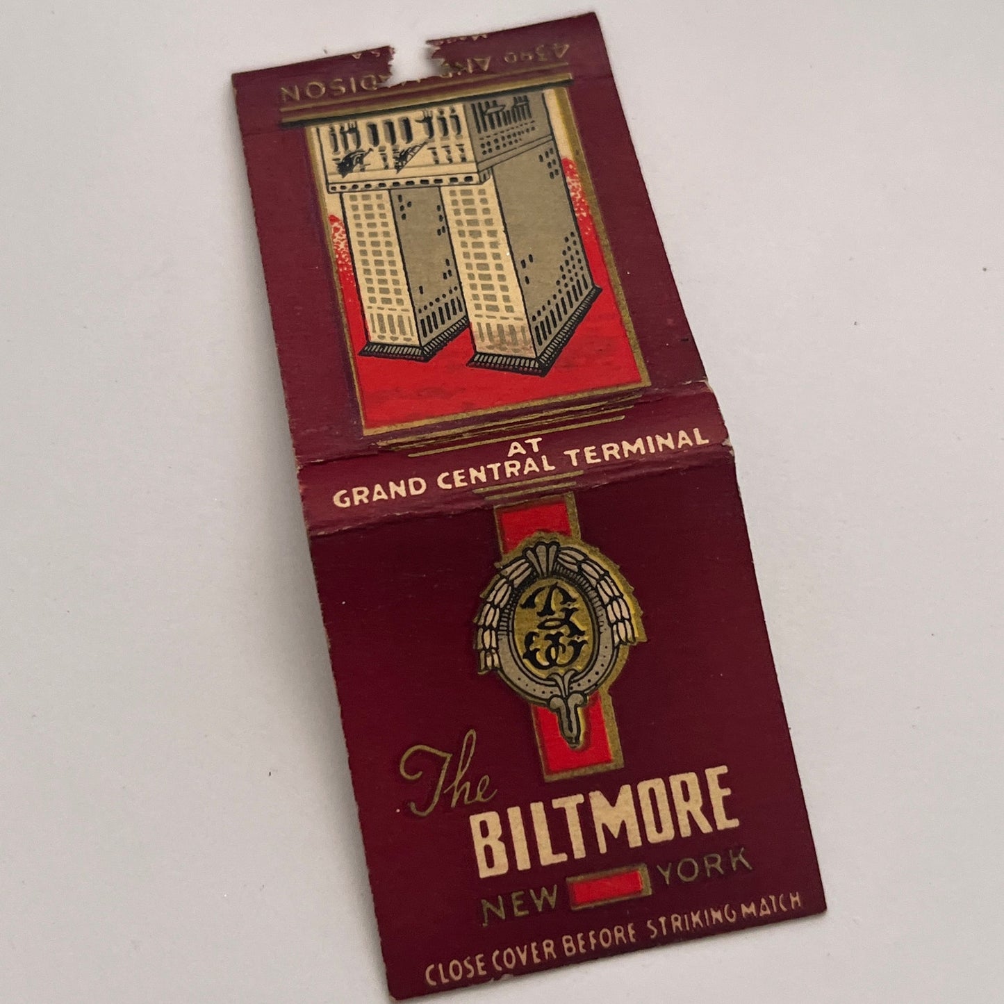 The Biltmore Hotel NY Grand Central Terminal Vintage Matchbook Cover TB8-MB-4