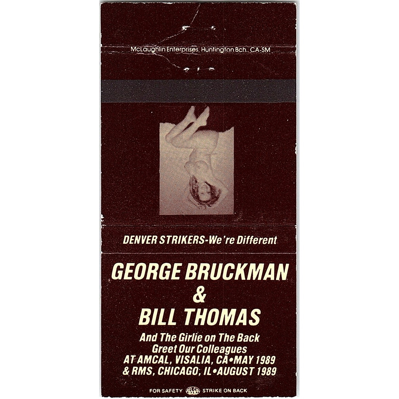 George Bruckman & Bill Thomas Denver Strikers Vintage Matchbook TB6-MB2-8