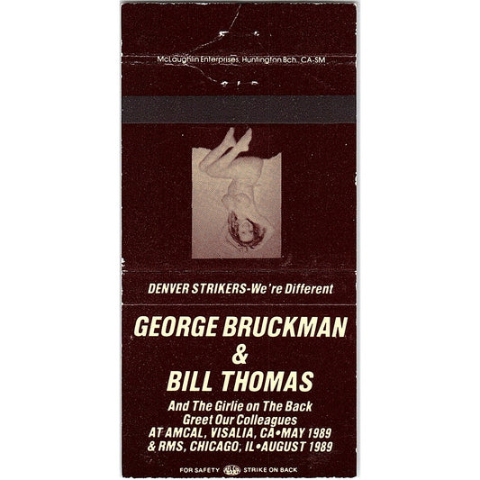 George Bruckman & Bill Thomas Denver Strikers Vintage Matchbook TB6-MB2-8