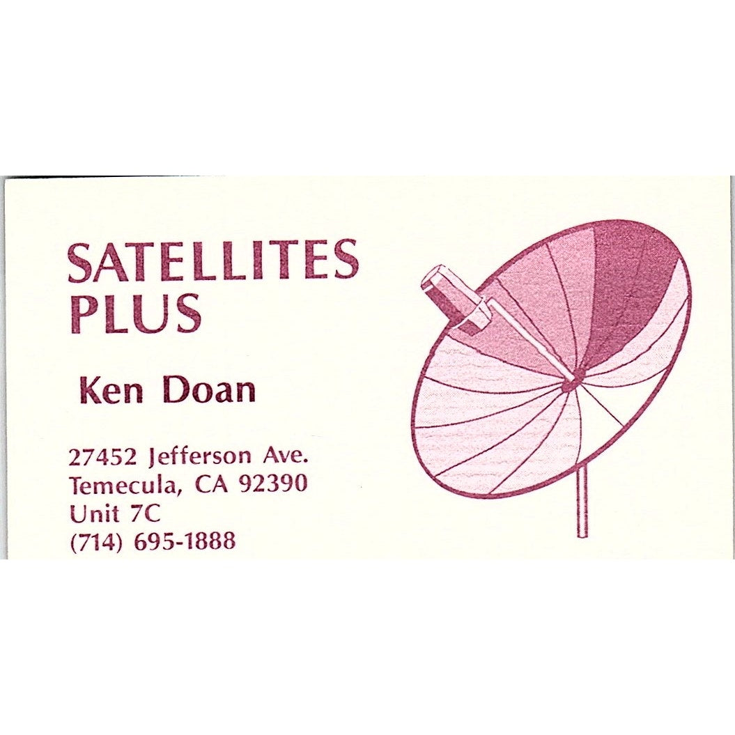 Ken Doan Satellites Plus Temecula CA Vintage Business Card SC9-B10