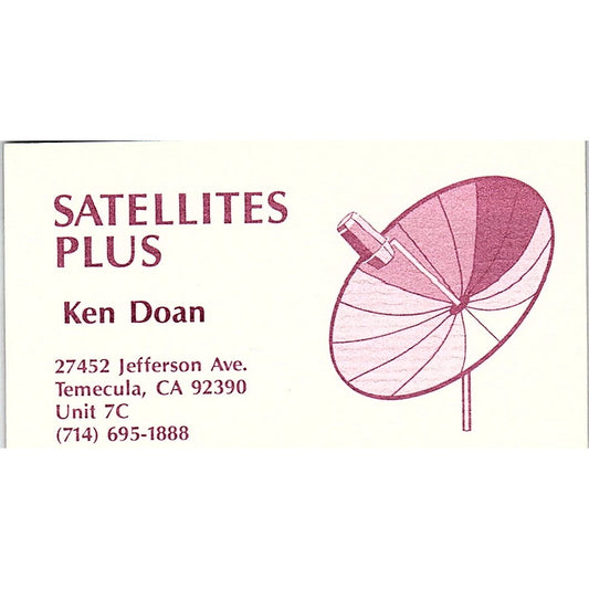Ken Doan Satellites Plus Temecula CA Vintage Business Card SC9-B10