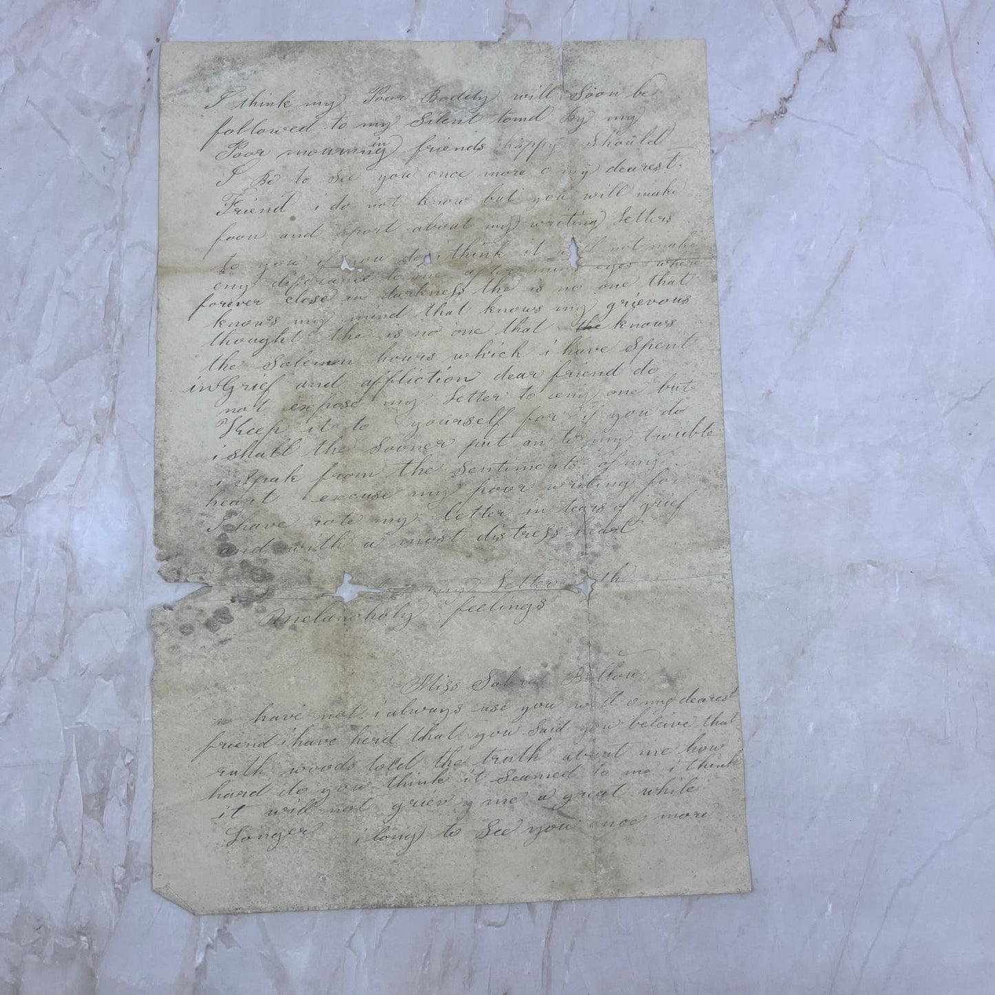 Early 1800s Handwritten Letter from Dying Woman Sabra Ballow Burrillville RI AE6