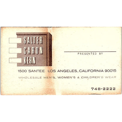 Salter Caron Kern Clothing Los Angeles Vintage Business Card SD9-B9