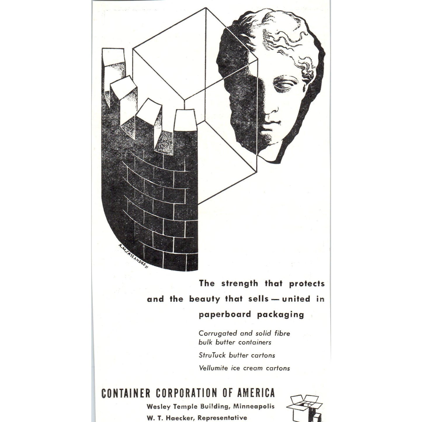 The Pyramid Co St Paul, Container Corp W.T. Haecker Minneapolis 1953 Ad AE9-DC1
