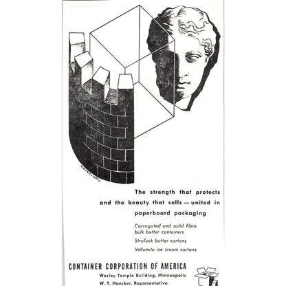 The Pyramid Co St Paul, Container Corp W.T. Haecker Minneapolis 1953 Ad AE9-DC1