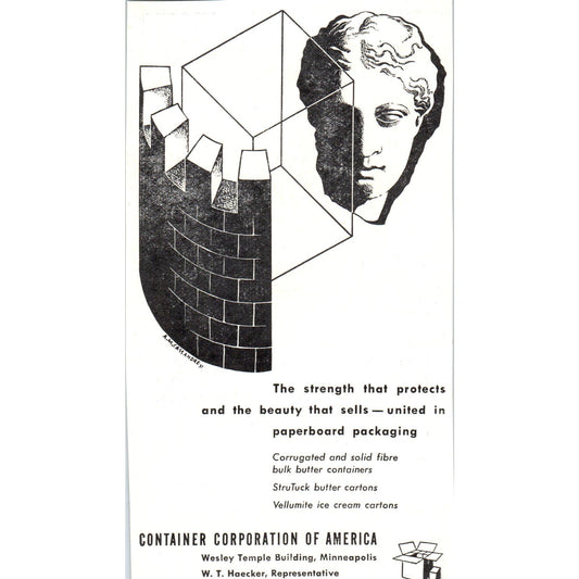 The Pyramid Co St Paul, Container Corp W.T. Haecker Minneapolis 1953 Ad AE9-DC1