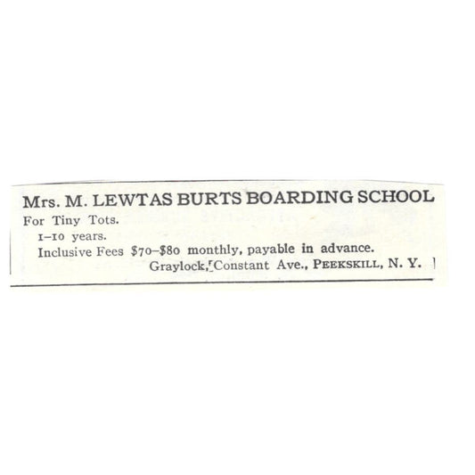 Mrs. M. Lewtas Burts Boarding School Peekskill NY c1918 Advertisement AE5-SA7