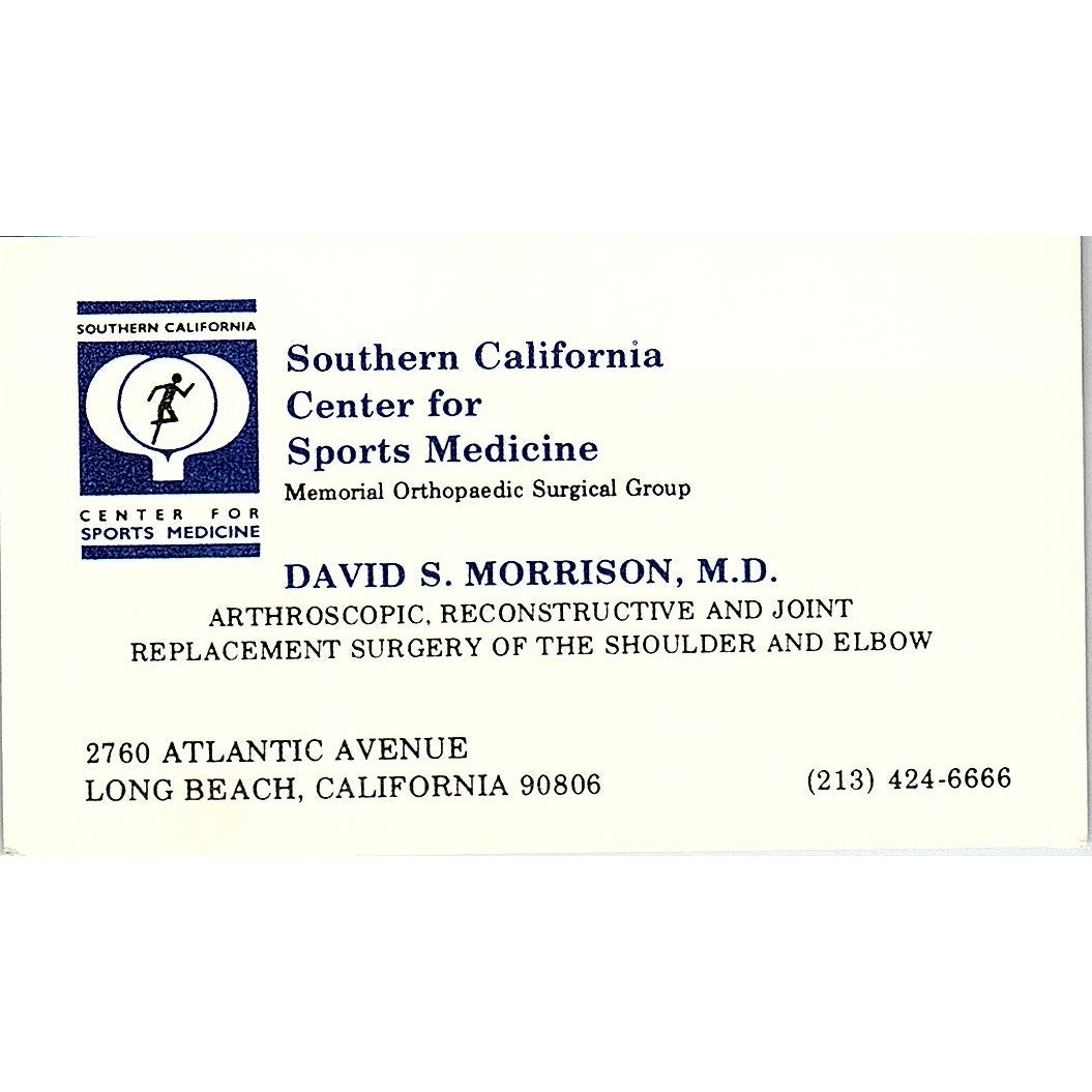 David S. Morrison Surgery Of The Shoulder Long Beach CA Business Card SB4-B1