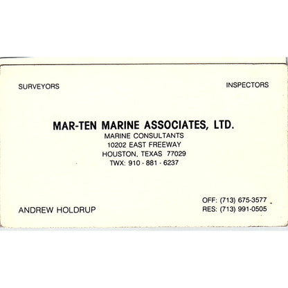 Andrew Holdrup Mar-Ten Marine Associates Houston Vintage Business Card SC9-B2